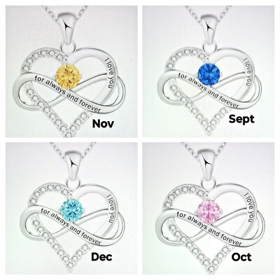 Heart-shaped Dainty Pendant  'I LOVE YOU'' Birthstone Necklace Teen Girl  #14