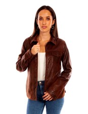 Scully Western Jacket Womens Leather Snap Point Collar Brown F0_l1104