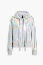 Norma Kamali Iridescent Bomber Jacket With Hood Womens Medium