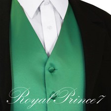 Emerald Green Men's Solid Tuxedo Suit Dress Vest Waistcoat Wedding Black Back