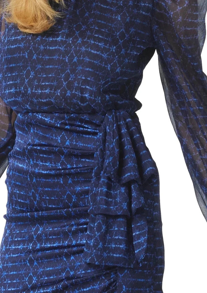 MISA Amber Sheer Sleeve Mini Dress - Midnight Mix Size XS NWT