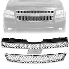 Chrome For Chevy Tahoe/Suburban LTZ 1500 2500 Grille 2007-2013 14 Upper Lower