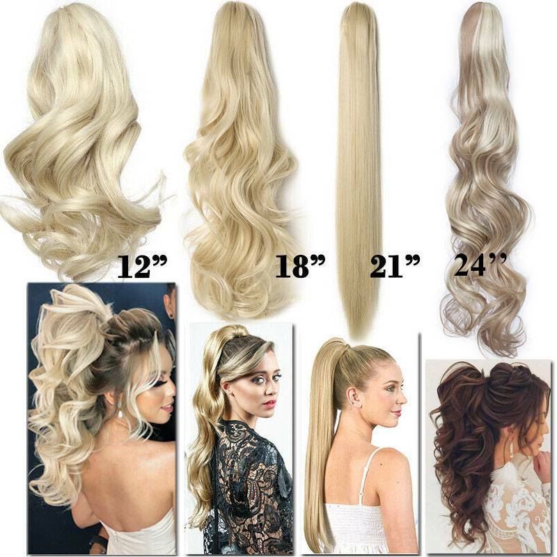 Clip-In Ponytail Hair Extension - Thick Synthetic Hair, Claw Clip Attachment, Multiple Colors