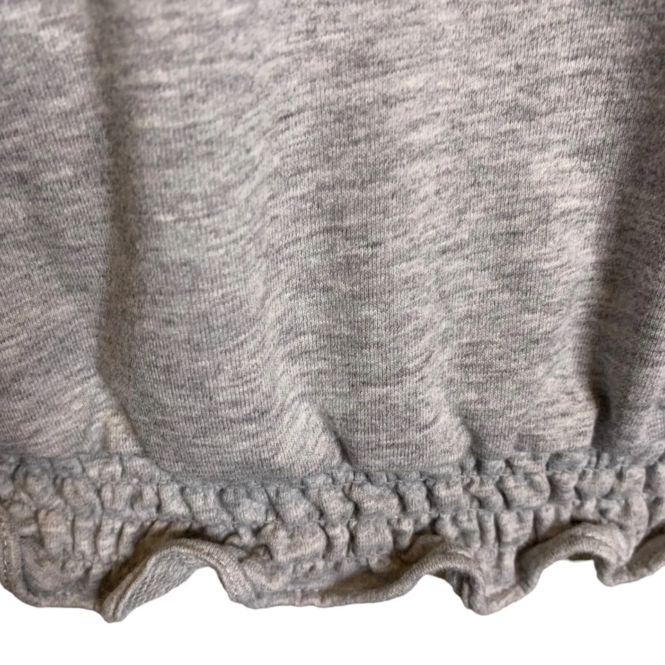 Blusa Michael Kors Mujer Grande Gris Recortada Manga Larga Elástico Volantes Cintura Foto 2 de 4