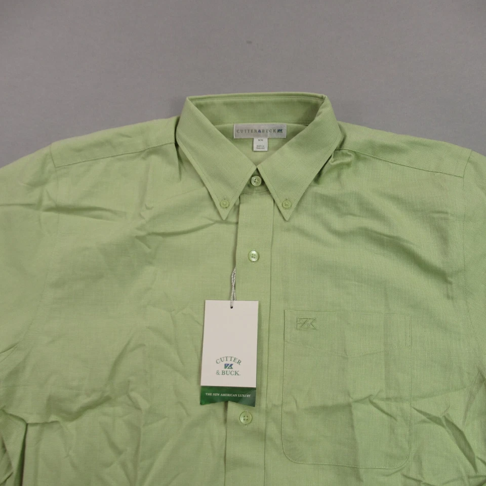 Cutter Buck Shirt Mens Medium Green Long Sleeve Button Pocket - Image 3 of 4