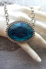 1928 Jewelry Vintage Heirloom Necklace Faceted Oval Pendant Signed Silver Chain — photo 1