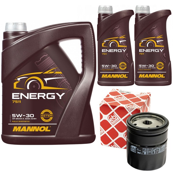 MotoröL Set Mannol 5W-30 API SN/CH-4 7 Liter + ÖLfilter FüR Opel Frontera B 2.2-image