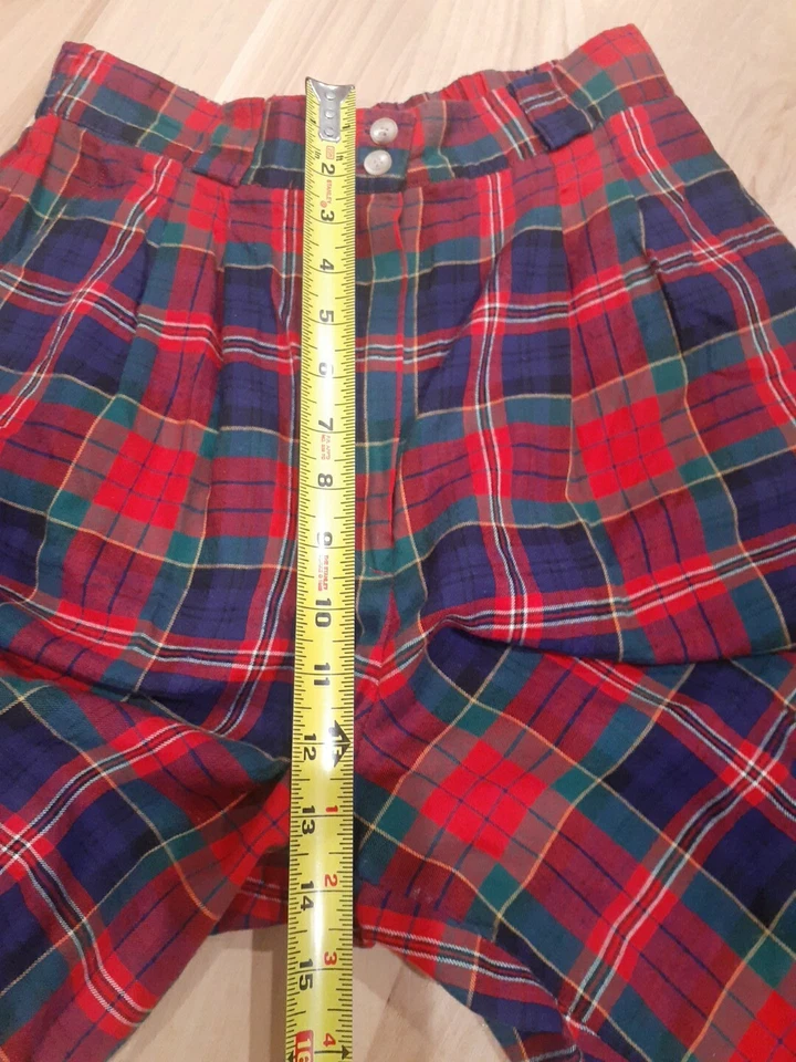 PANTALONES DE COLECCIÓN TALBOTS PETITES ROJO TARTÁN A CUADROS PLISADOS PIERNA CÓNICA PUÑOS 26/28 Foto 4 de 4