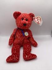 TY Beanie Baby DECADE the 10 Year Anniversary Bear Red - Tag In Protector 2002 C