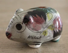 Vintage Tonala Mexican Pottery Pig 3" Long