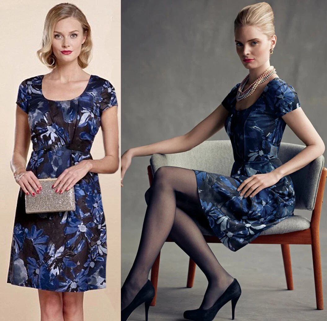 Banana Republic Mad Men Collection Blue Begonia Sheath Dress 0 4