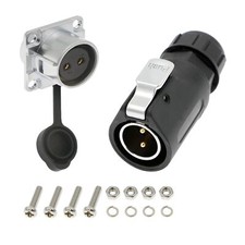 2 Pin Waterproof Connector, Power Cable Connector with IP67 Waterproof Rating, M