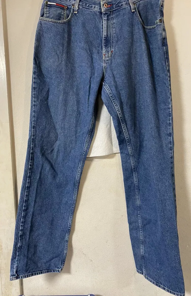 Vtg Tommy Hilfiger Flag Loop Denim Blue 90's Carpenter Jeans 36