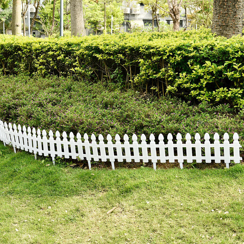 4Pcs Garden Edging White Picket Fence Border Lawn Edge Plants Flower