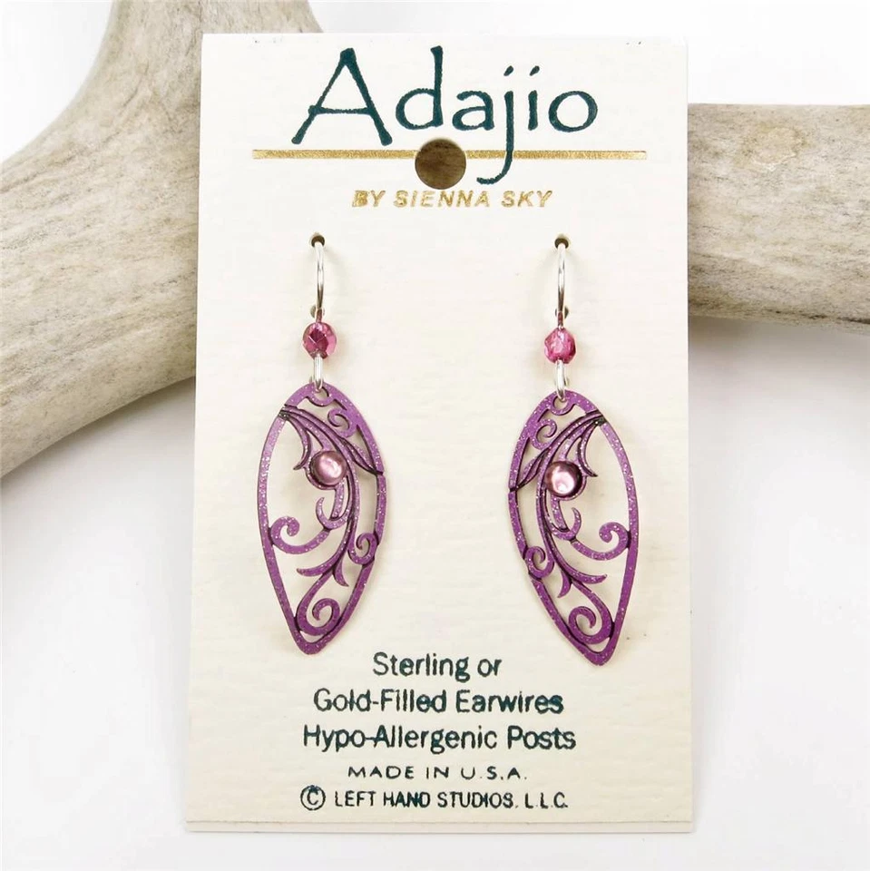 Pendientes Adajio Orquídea Radiante Lágrima Filigrana Tendrilos y Cuentas de Amatista Ligera Foto 2 de 4