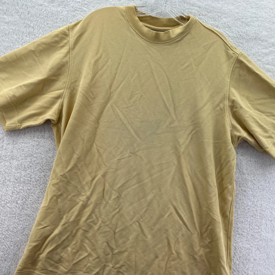 Camisa Axist Para Hombres Grande Alta LT Amarilla Manga Corta Rayón Mezcla Algodón Top Sólido Foto 2 de 4