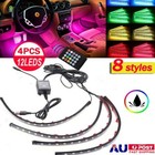 4PCS Car Interior Footwell RGB Wireless Music Control 5V USB LED Strip Light Set