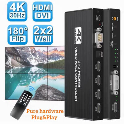 NEW 4K 2x2 HDMI DVI Video Wall Controller Processor 1X2 1X3 1X4 2X1 3x1 4X1 A