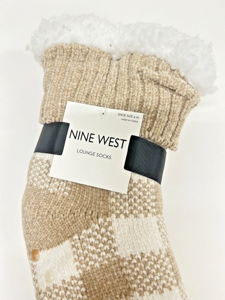 Nine West Warm Fuzzy Cozy Thermal Fleece-lined Knitted Non-skid Crew Socks - Imagem 4 de 4