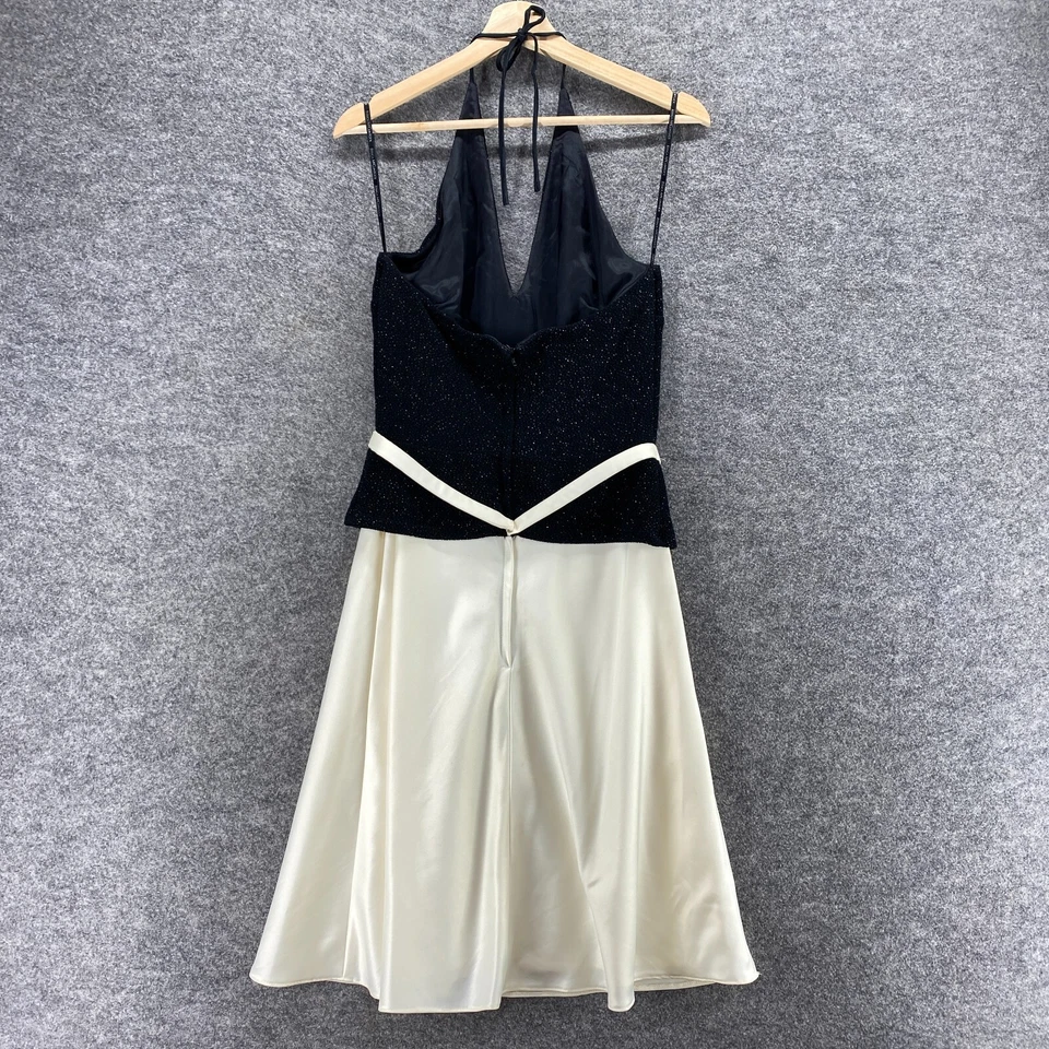 Vestido Scott McClintock Mujer 8 Negro Funda Midi Forrado Cremallera Halter Cuello Cinturón Foto 2 de 4