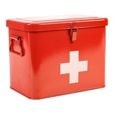 Xbopetda First Aid Kit, Medicine Supplies Bin-2-Tier Metal Storage Tin, Samll