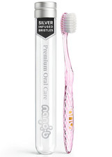 Nano-B Manual Toothbrush for Adults with Sensitive Gums, Silver Soft/Medium