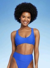 Wild Fable Women  s Bikini Top M Medium Blue Racerback Bralette NWT New