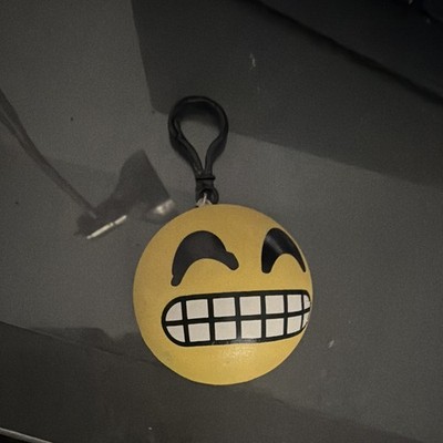 Emoji Yellow Plastic Smiley Face Keychain w/ Detachable Keyring