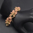 Coro Pink Enamel Flower Bracelet Gold Tone Vintage Costume Jewelry
