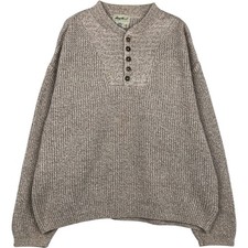 Vintage 90'S Eddie Bauer henley neck ribbed cotton knit sweater Made in USA ...