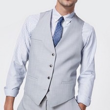 Bar III Men Suit Vest Large Light Grey Slim Fit Sharkskin Tailored Luxury NWT