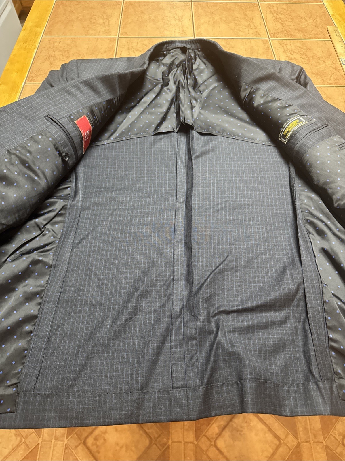 Custom Bespoke Reda Maior Super 150's Black Blue Plaid Sport Coat Jacket Sz 44R