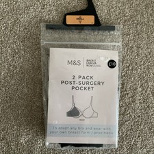 RRP  10 M S SMALL RIGHT 2 Pack Post Surgery Mastectomy Pocket BLACK S