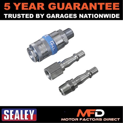 Sealey PCL Air Tool Coupling Kit 1/4''BSPT 3pc AC60