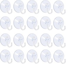 20 Packs Suction Cups 1.2 Inch Clear Sucker Pads with Hooks for Glass Home