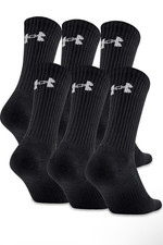 UA UNDER ARMOUR MEN'S TRAINING COTTON SOCKS CREW 5 PAIRS BLACK 8.5-13