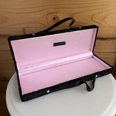 Victoria's Secret Tempting Treasures Black Faux Fur Box Clutch Bag Coquette