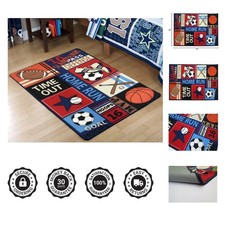 Multi-Color Sports-Themed Kids Rug - Fun Area Carpet for Playrooms 32'' x 47''