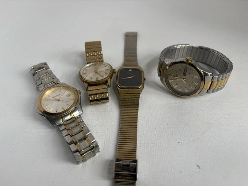 Vintage Watch Lot (4) – Bulova, Timex Indiglo, Elgin Automatic, Pulsar Quartz