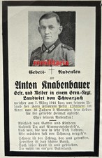 Sterbebild WWII Gefreiter Schwarzach Grenadier Regt. Fara Filiorum Petri Italien