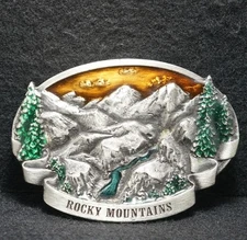 WG15131 *NOS* NICE VINTAGE 1978 *ROCKY MOUNTAINS* NATURE ATTRACTION BELT BUCKLE