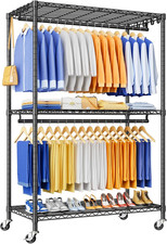 P8 Heavy Duty Clothes Rack With Extended Width Design Rolling Clothing Racks...