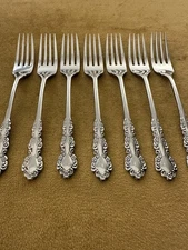 Oneida Shelley Cube Set of 7 Dinner Forks USA Stainless Flatware -