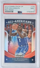 🏀 Zion WILLIAMSON RC *Red Prizm* Rookie PSA 9 2019 Panini DP #100 POP 77 🔥