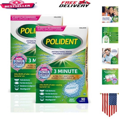 3-Minute Antibacterial Dental Appliance Cleanser Tablets 180 Count Pack