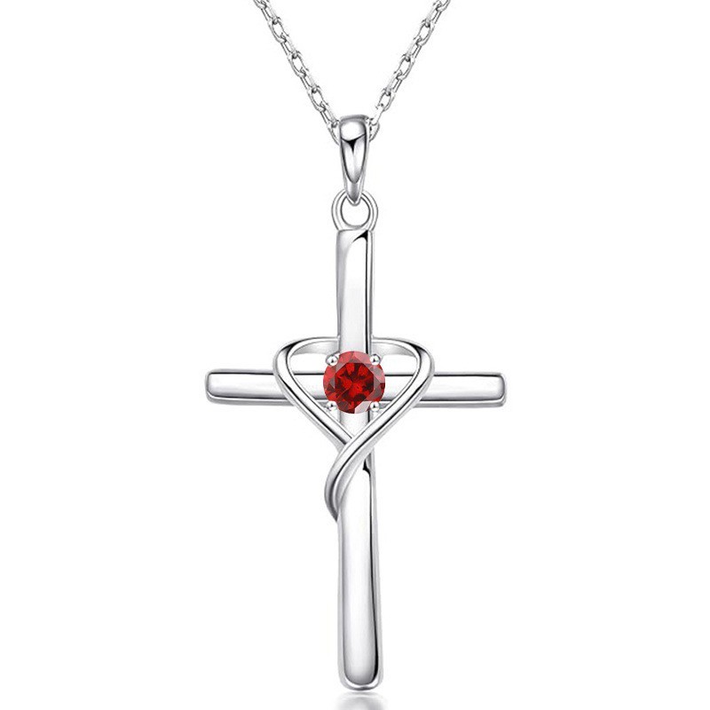 S925 pure silver cross-shaped cross pendant collar necklace