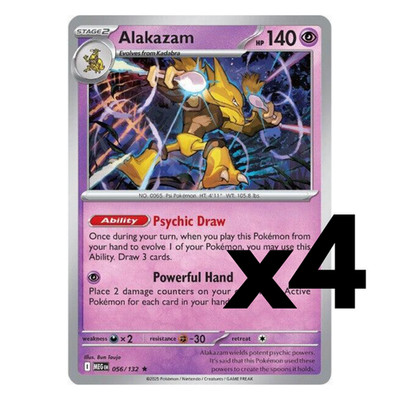 4x Alakazam - 056/132 - ME01: Mega Evolution (MEG) Pokemon Playset x4