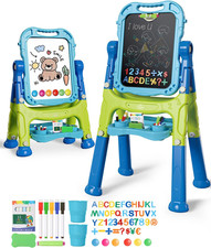 Easel Kids, 4 in 1 Kids Easel with Magnetic Drawing Board, Double Sided Toddler 
