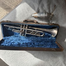 Vintage The Regent Silver Finish Trumpet Ohio Band with case Musical Instrument