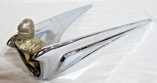 1950s 1956 Lincoln Premiere Hood Ornament Gold Knight Chrome Wings Rare Ford